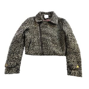 Nicki Minaj Tweed Jacket Size Large Cropped Fitted Blazer Zip Up Lined Cute!